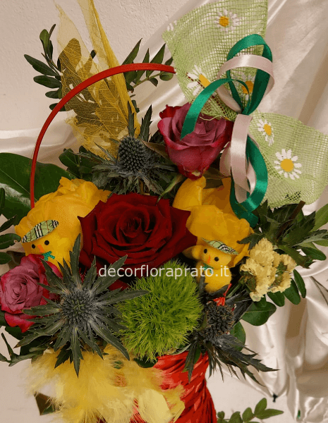 CESTO COLORATO CON PULCINI PASQUA