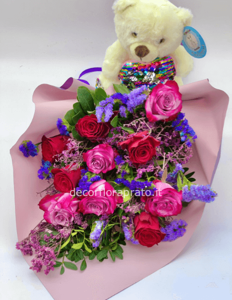 Bouquet amore eterno con peluche