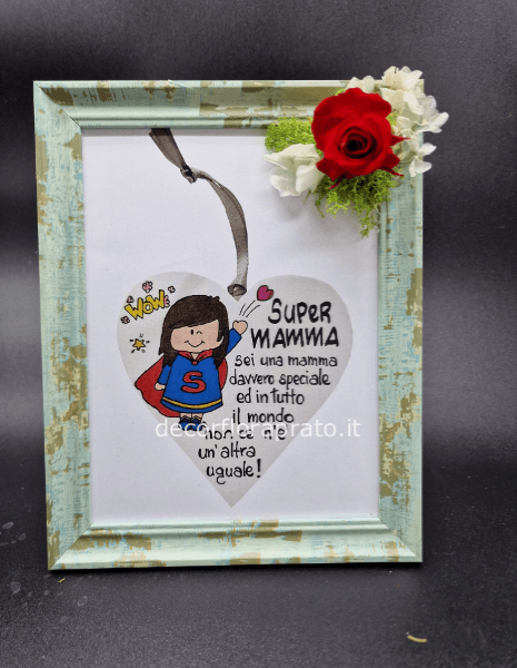 Quadro con rosa stabilizzata