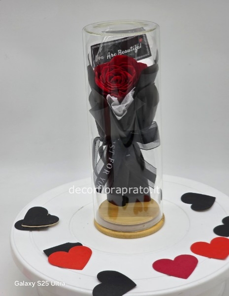 Rosa stabilizzata in coppola di vetro